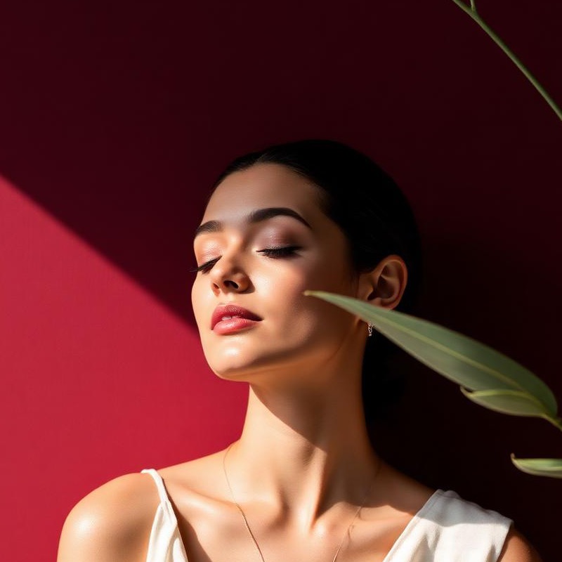 Editorial model in cabernet glow